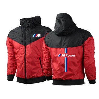 Nova blagovna znamka, tek, moška moda windbreaker zadrga jakno za moške SportWear šport za moške BMW M Power natisnjeni hoodie S-3XL