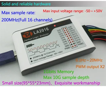 Kingst LA2016 USB Logic Analyzer 200 M max vzorčenja,16Channels,10B vzorcev, MCU,ROKO,FPGA debug orodje, angleščina programske opreme