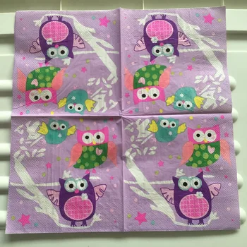 Decoupage poroke vintage napkin papir elegantno tkiva vijolično srčkan živali, ptic, sova rojstni dan lep serviete dekor 20