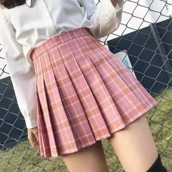 Dekleta Kratek Naguban Kariran korejski Slim Fit Visok Pas Preppy Stil Imperij Krila za Ženske Modni Mini A-line Krilo