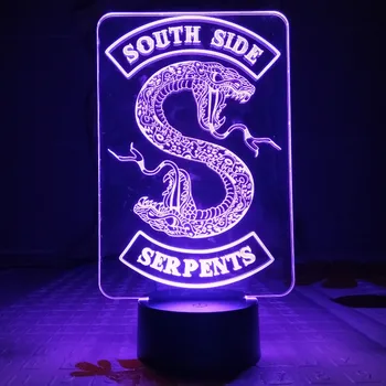 TV Serije Riverdale Južni Strani Serpents Kača Logotip Led Nočna Lučka Spalnica Dekor Prijatelj za Rojstni dan namizne Svetilke Noč Svetlobe