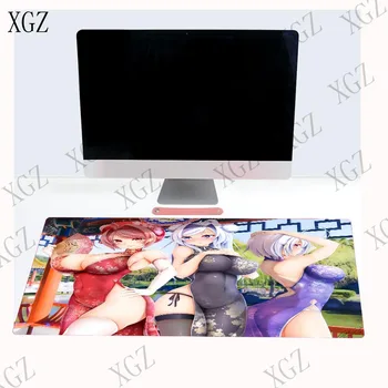 XGZ Seksi Dekle, Big Prsi Anime Gaming Mouse Pad Računalnik Gamer pad Velika Igra Zaklepanje Rob Mat Tabela za Prenosni RAČUNALNIK