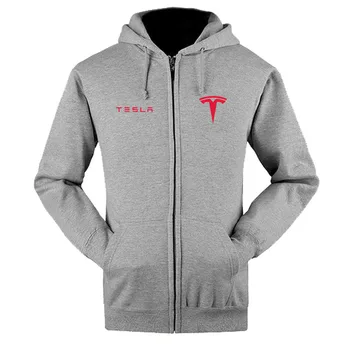 Tesla logotip zadrgo sweatshirts plašč po meri 4S trgovina zadrgo hoodie jakna