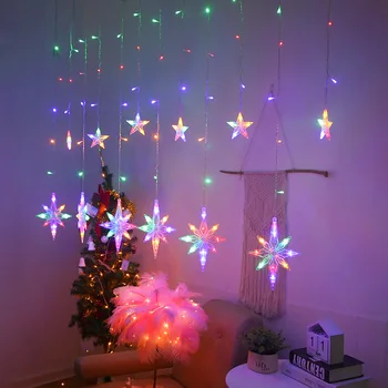 2,5 M LED North Star Zavesa Svetlobe, 220V EU Božič Garland Niz Vila Luči na Prostem Za Okna svate Novo Leto Dekor