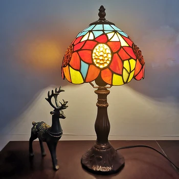 WOERFU Tiffany namizne Svetilke 20 cm Sonce Cvet Lučka Obliko E27 Spalnica Postelji Svetilko Modni Retro namizne Svetilke,