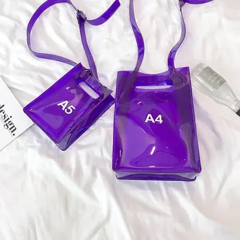 Moda za Ženske Messenger Bag Prozoren PVC, Vertikalni Pismo Torba A4 A5 Poletne Ustvarjalne Plaže Vrečko Notranji Vrvico za zavezovanje Vreče