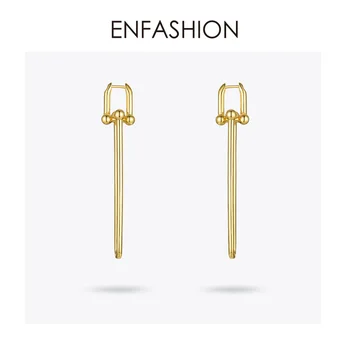 ENFASHION Geometrijske U Obliko Spusti Uhani Za Ženske Pribor Zlato Barvo Minimalističen Dolgo Visijo Earings Modni Nakit E1134