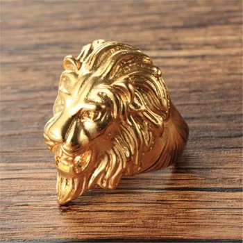 Moški modni prstan galvanizacijo zlati lev titana jeklen obroč
