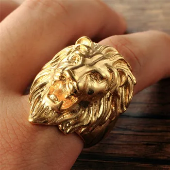 Moški modni prstan galvanizacijo zlati lev titana jeklen obroč
