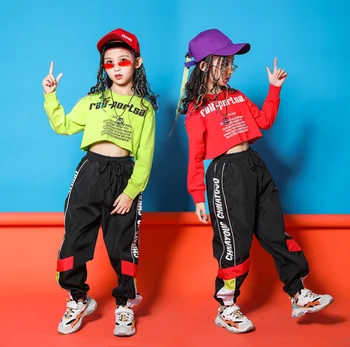 Za 8 10 12 14 16 Let Otrok Hip Hop Rastlinske T Shirt Majica Vrhovi Priložnostne Hlače za Dekleta Ples Kostum Dvorana Oblačila