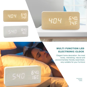 Les Blok LED, Digitalna Ura, Noč Luči Smart Nastavljiv Moda Večfunkcijsko Elektronski Alarm Ure, Namizne Ure
