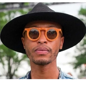 AOZE 2020 krog retro slogu okvir sončna očala jelly barve osebnost trend unisex sončna očala Priložnostne minimalističen hip hop očala