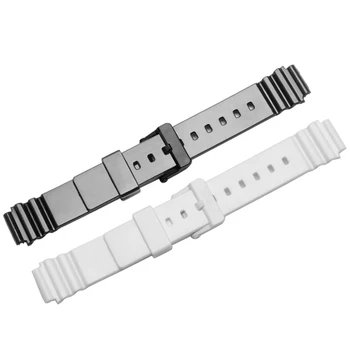 14 mm Mehka vodotesno silikonsko watch band bela črna zamenjava gume trak za LRW-200H Ženske Gledajo Dodatki