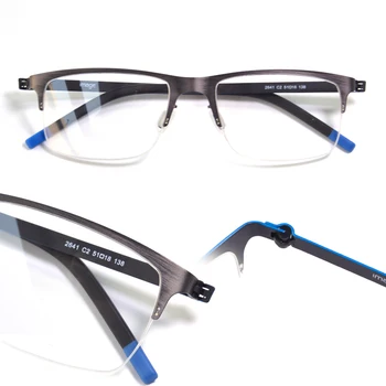 Brezvijačno Nemčija Berlin Oblikovanje Kovinskih Očal Optični Prikazovalnik Ultra Lahka, Prilagodljiva Pol Platišča Moških Recept Očala Za Kratkovidnost
