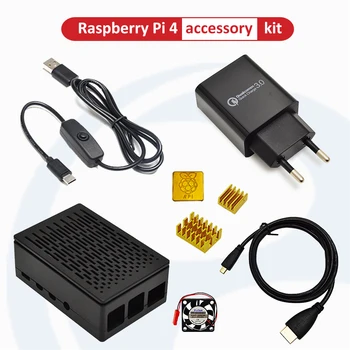 Raspberry pi 4 primeru ABS črn kit, namenjen za Raspberry Pi 4 Model B s 3,5-palčni zaslon +napajalnik +64 G kartica +card reader