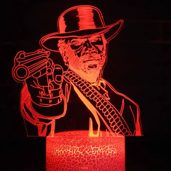 Pametni Telefon Nadzor Igre Red Dead Revolver 3D Noč Sijalka RGB LED Luči, namizne Svetilke Otroke Darila 7 Barv Spalnica Dekoracijo