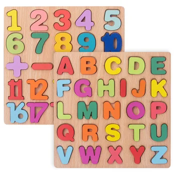 Digitalno Abecedo Lesene Igrače Puzzle Zgodnjega Učenja Pisane Sestavljanke Število Pismo Predšolskega Otroka Matematike Igrače