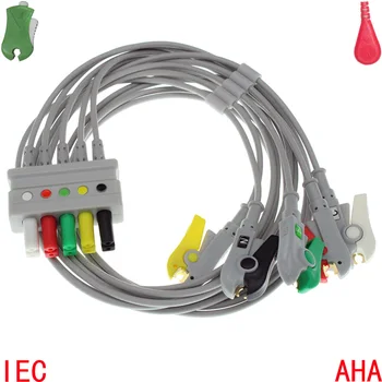 Združljiv z Mindray,Siemens Bolnikov EKG/EKG Monitor AA Plug EKG 5 vodi trunk kabel leadwire za elektroda pad