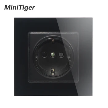 MiniTiger Steno Kristalno Steklo Plošče električne Vtičnice Priključite Ozemljeno, 16A EU Standardne Vtičnice 86mm * 86mm