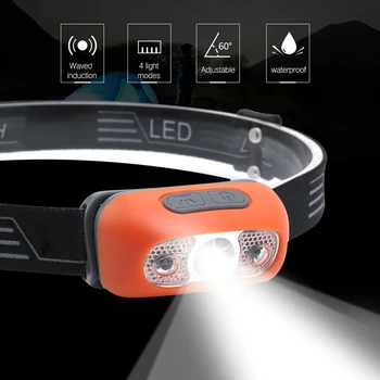 USB Polnilne LED Žaromet Senzor Gibanja Indukcijske Svetilka Žarometi za Vožnjo Ribolov, Kampiranje, Pohodništvo Izposoja v Sili