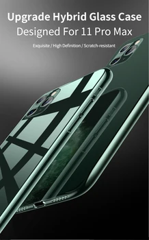 IHaitun Luksuzni Steklo Ohišje Za iPhone 11 Pro Max Primerih Stekla Ultra Tanek Pokrovček Za iPhone SE 2020 Prozorno Zelena Mehko Rob