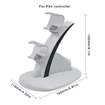 Bela Dvojna USB Polnjenje Dock za PS 4 Dvojno Hitro Polnjenje Krmilnik za Igre za PS4 Dvojno Gamepad polnilno Postajo, ki Stojijo Spusti Ladje