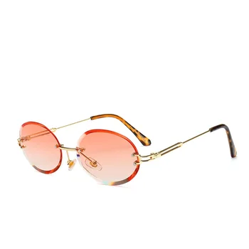 Retro Ovalne Ženske sončna Očala brez okvirjev Rimless Barve moških sončna Očala Za Ženske Letnik Gothic Luksuzni Gafas odtenkih za ženske