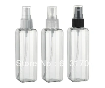 100 ml plastične Prazno spray steklenico jasno Kvadratnih pet potovanja ponovno napolniti stekleničke parfuma na debelo/drobno brezplačna dostava