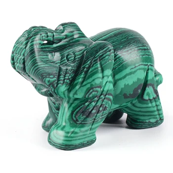 2 Palca Malahit Slon Figur Ročno Izrezljane Mini Sloni Živali Figurice Za Dom Čakro Zdravljenje Dekor Kamen Vzorec