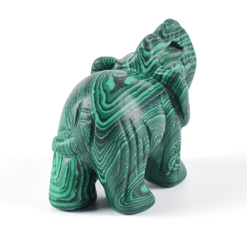 2 Palca Malahit Slon Figur Ročno Izrezljane Mini Sloni Živali Figurice Za Dom Čakro Zdravljenje Dekor Kamen Vzorec