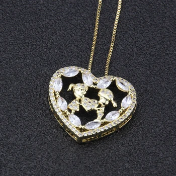 SUNSLL moda zlata/srebrna Barva bakrena ogrlica bela Cirkon ogrlica za ženske srce ogrlico rojstni nakit Obesek