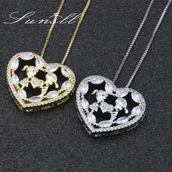 SUNSLL moda zlata/srebrna Barva bakrena ogrlica bela Cirkon ogrlica za ženske srce ogrlico rojstni nakit Obesek