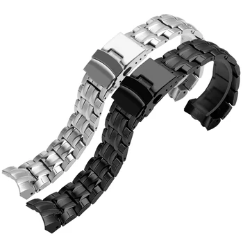 PEIYI Natančnost jekla trak prilagojeno Casio jekla watch band nepremočljiva človek trak EF-535D-7A Watch Verige Srebrno Črna