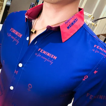 2020 Pomlad moška Majica Dolg Rokav Slim Fit Oblikovalec Cvjetnim Tiskanja Priložnostne Obleko Srajce Camisa Ulične Socialne Masculina