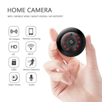 1080P Mini WiFi Kamera IP Kamero Home Security Brezžične Kamere CCTV Nadzor IR Nočno opazovanje Gibanja Zazna s Kljuko Nosilec