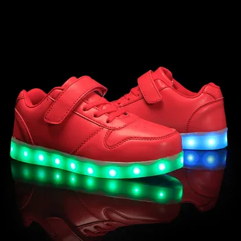 Velikost 25-37 Otrok LED Čevlji za Fante, Dekleta Polnilnik USB Schoenen Otroci Chaussure Enfant Svetlobna Žareče Zavezat s Svetlobo Edini