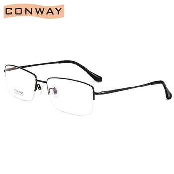 Conway Pol Rimless Optična Očala Clear Leče, Očala za Moške Pol Okvir Spektakel Očala Očala Čistega Titana Poslovanje Slog