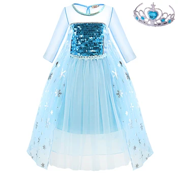 Baby Dekleta Princesa Modra Cosplay Stranka Obleko Oblačila Otrok Rojstni Dan Cvet Obleka Oblačila Otroci Sneg Kraljica Božični Kostum