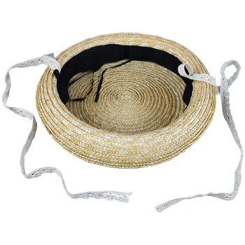 Otrok dekleta ročno tkanje baretka klobuki nedelja klobuk Dekleta poletne Počitnice Vizir Moda na Plaži čipke kravato slamnik Otroci Elegancija Pribor