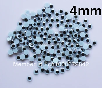 Plastično Črno in Whitel krog False brez samolepilne Premično Oko za punčko 4 mm 20000pcs/vrečko