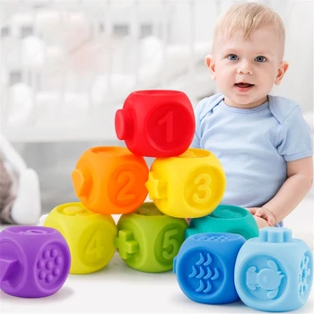 Baby Mehke Igrače Senzorično Silikonski Izobraževalne gradniki 3D Dojenčki Gume Teether Stisnite Kopel Igrače Za dojenčke in Malčke