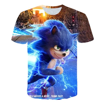 Novi 3D Otroška Otroci Sonic Hedgehog majica s kratkimi rokavi Otroci Fantje Risanka T Shirt O-Vratu Oblačila 2020 Poletje Moda Vrhovi Priložnostne