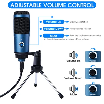 USB Snemanje Kondenzatorski Mikrofon Profesionalni Studijski Mikrofon Karaoke microfono Za Youtobe tik tok PC Računalnik, Prenosnik, Mikrofon