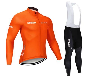 Novo leto 2020 STRAVA Pomlad /Jesen Long Sleeve Kolesarjenje Jersey Set Ropa Ciclismo MTB Kolo Oblačila Moških Dihanje zunanji Kolesarski Komplet