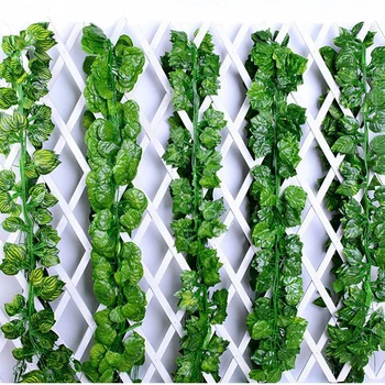 2.4 M Umetno Ivy Zelenih Listov Garland Rastlin Vinske Trte Ponaredek Listje, Cvetje Doma Dekor Plastičnih Umetnih Cvet Rattan Niz Deco