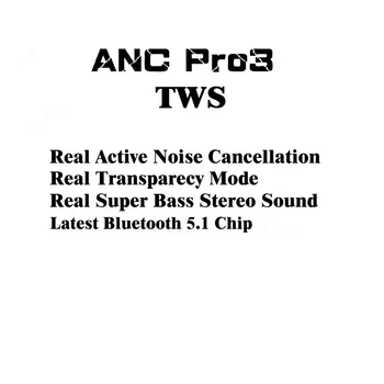ANC TWS 2020 Nove Brezžične Slušalke Bluetooth 5 Čepkov Aktivno odstranjevanje šumov in Preglednost Način