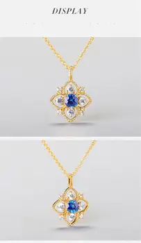 Blue crystal Sapphire dragih kamnov majhen obesek za ogrlico ženske 14k zlato barvo choker veriga nakit, dragulji, letnik carving darilo
