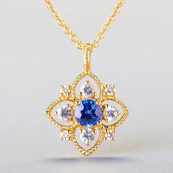 Blue crystal Sapphire dragih kamnov majhen obesek za ogrlico ženske 14k zlato barvo choker veriga nakit, dragulji, letnik carving darilo