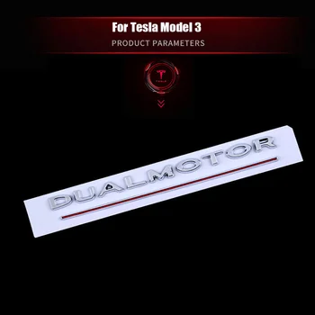Dvojno Motornih Nalepke 3D ABS Avto Zadaj Prtljažnik Emblem Nalepke Značko Za Tesla Model 3 18-20