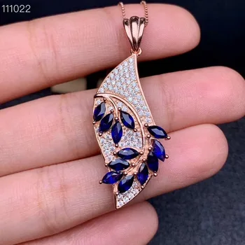 Naravni safir ogrlico, preprost stil, iz proizvodov iz narave, dragih kamnov. Srebro 925
